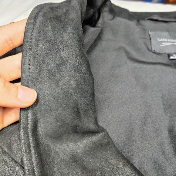 Lamarque Olivia Black Suede Leather Moto Biker Jacket Small Drape front - Picture 13 of 15